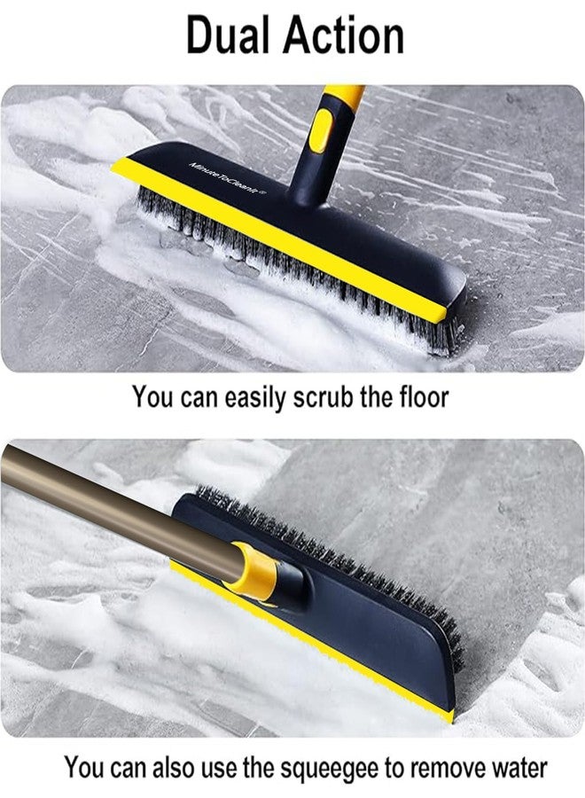 MinuteToCleanIt فرشاة تنظيف الأرضيات MinuteToCleanIt مع ممسحة، مقبض قابل للتمديد من 45.3 إلى 55.9 بوصة، رأس عريض 11.8 بوصة، للبلاط والخشب الصلب والفناء، أصفر (فرشاة 2 في 1) - Image 2